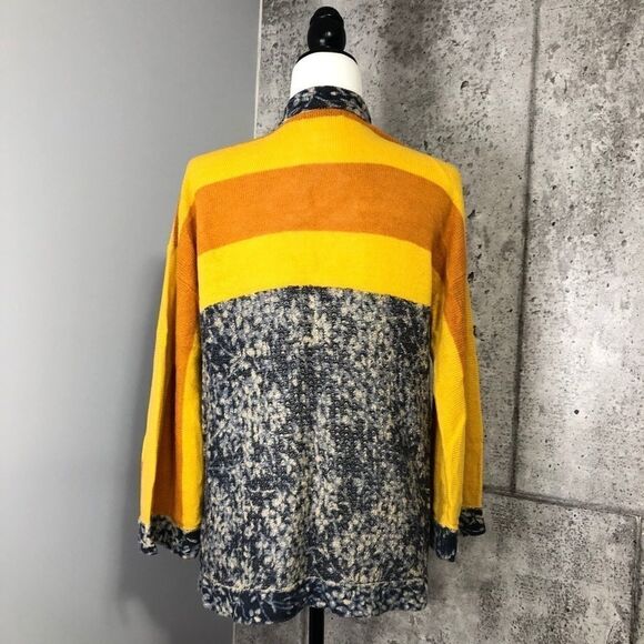 anthropologie Maple Linen Stripes Floral Cardigan - Picture 3 of 9